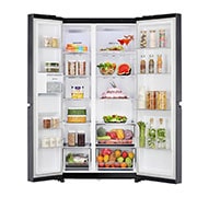 LG 650L Side-by-Side Refrigerator with Multi Air Flow, Multi Digital Sensors, Smart Diagnosis™, Matte Black Finish, 3-Star, GL-B257HMC3