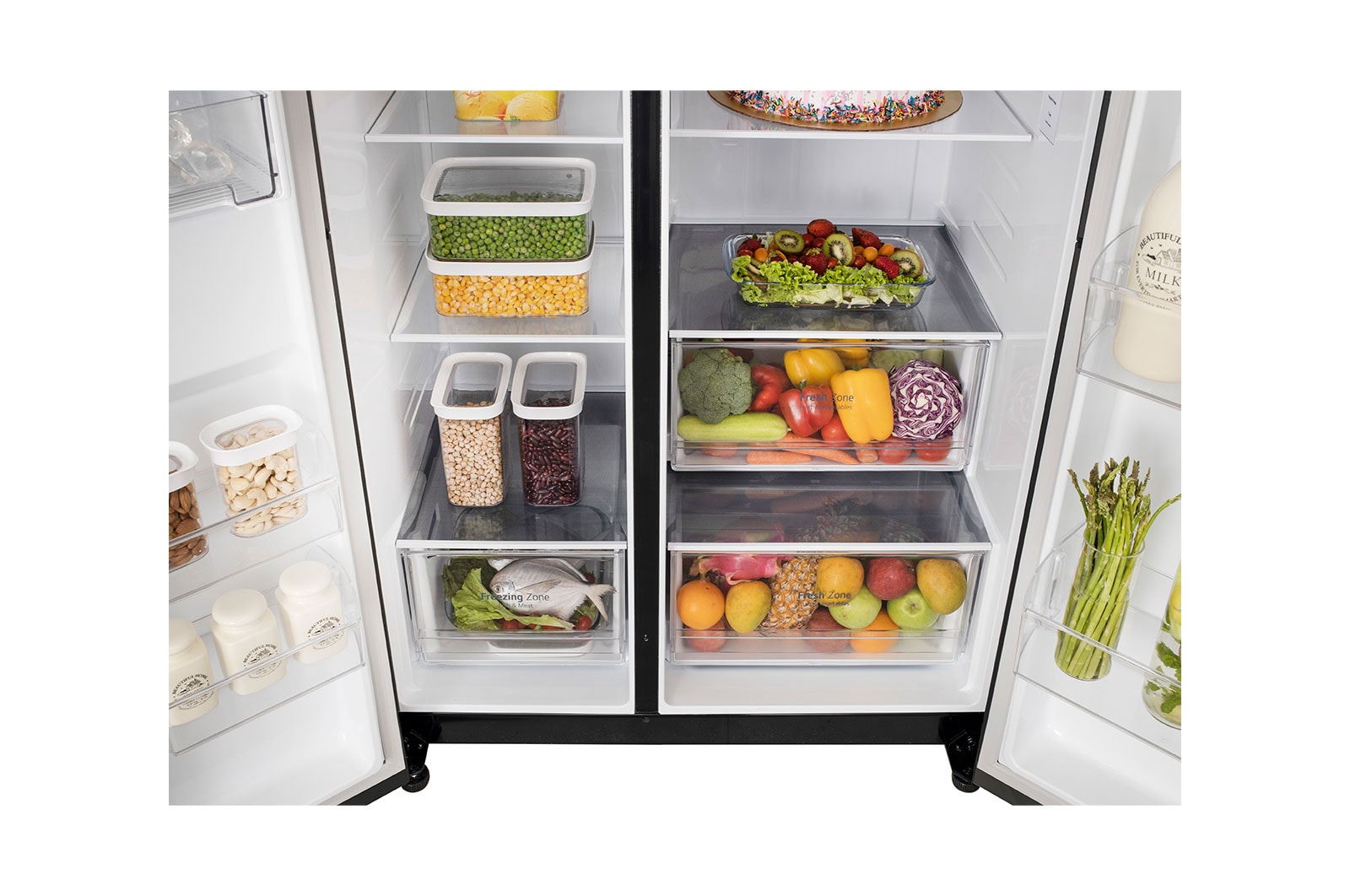 LG 650L Side-by-Side Refrigerator with Multi Air Flow, Multi Digital Sensors, Express Freezing, Western Black Finish, 3-Star, GL-B257HWB3