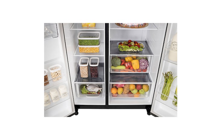 LG 655L Side-by-Side Refrigerator, Smart Inverter Compressor, Multi Air Flow, Express Freezing, Western Black, 3 Star, GL-B257HWBY