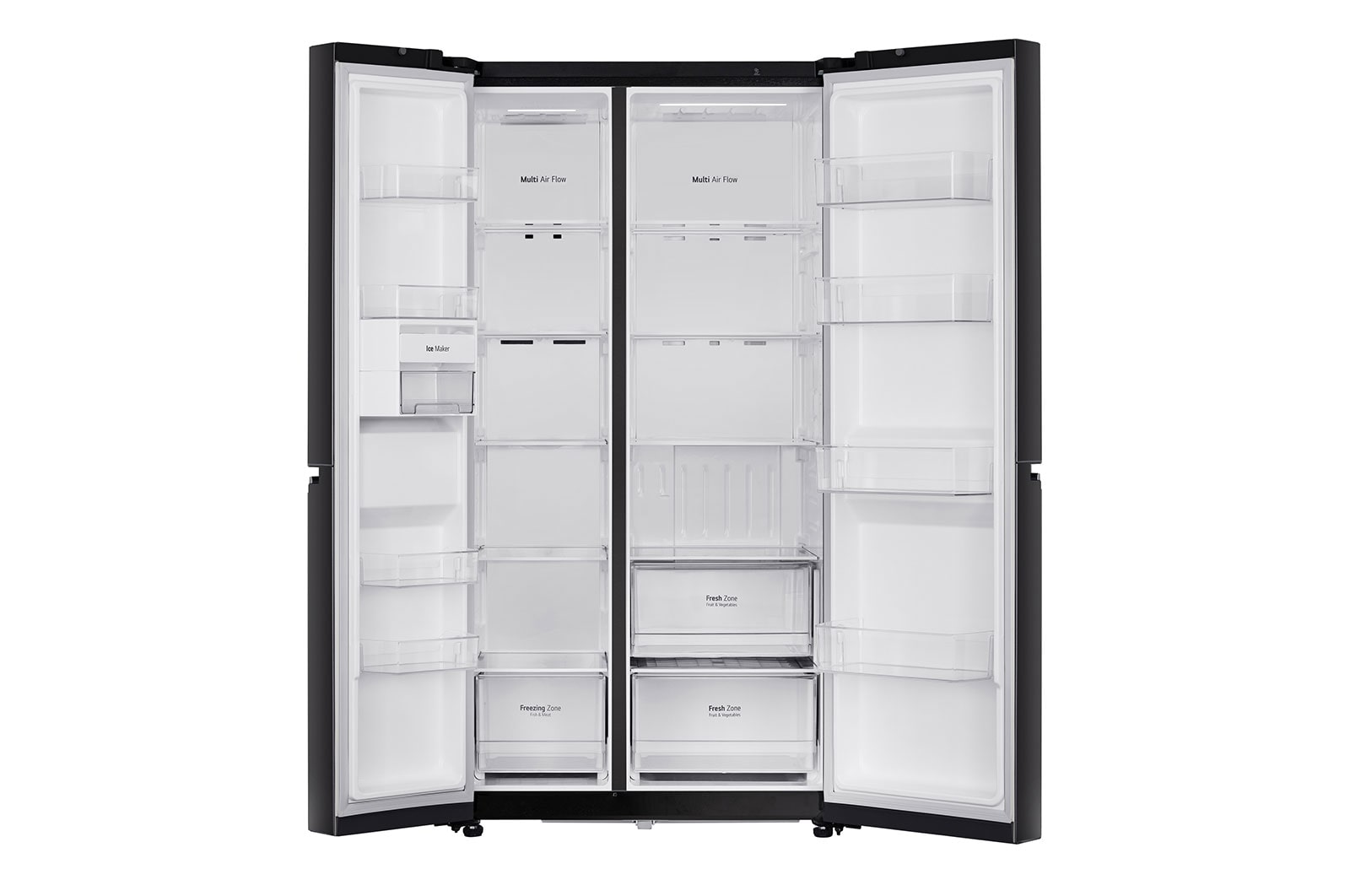 LG 655L Side-by-Side Refrigerator with Smart Inverter Compressor, Multi Air Flow, Express Freezing, Western Black, 3-Star, GL-B257HWBY