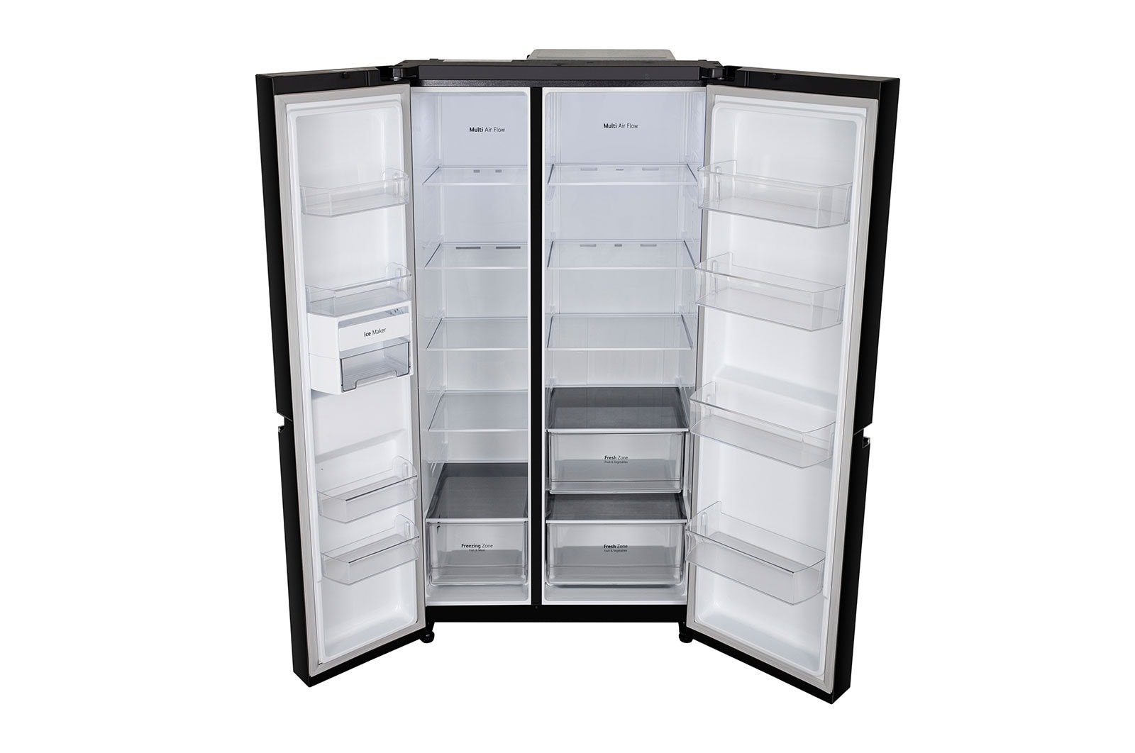 LG 655L Side-by-Side Refrigerator with Smart Inverter Compressor, Multi Air Flow, Express Freezing, Western Black, 3-Star, GL-B257HWBY