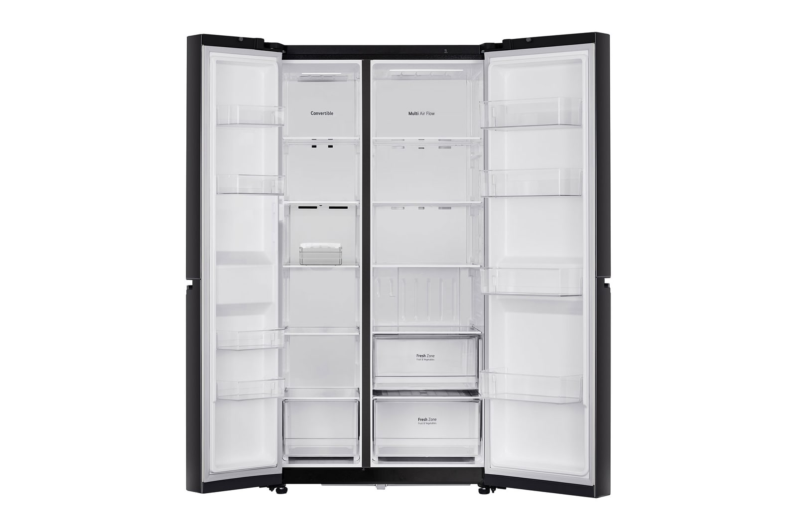 refrigerators open view without food