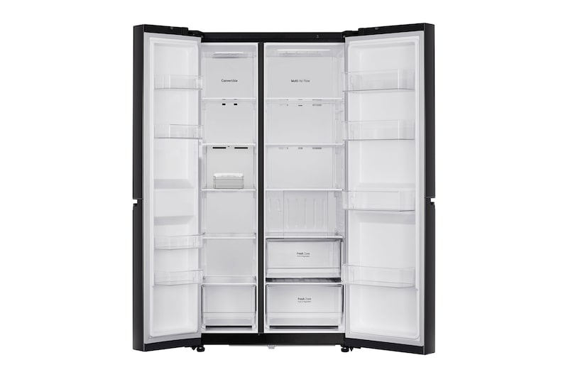 refrigerators open view without food