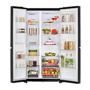 refrigerators open view with food