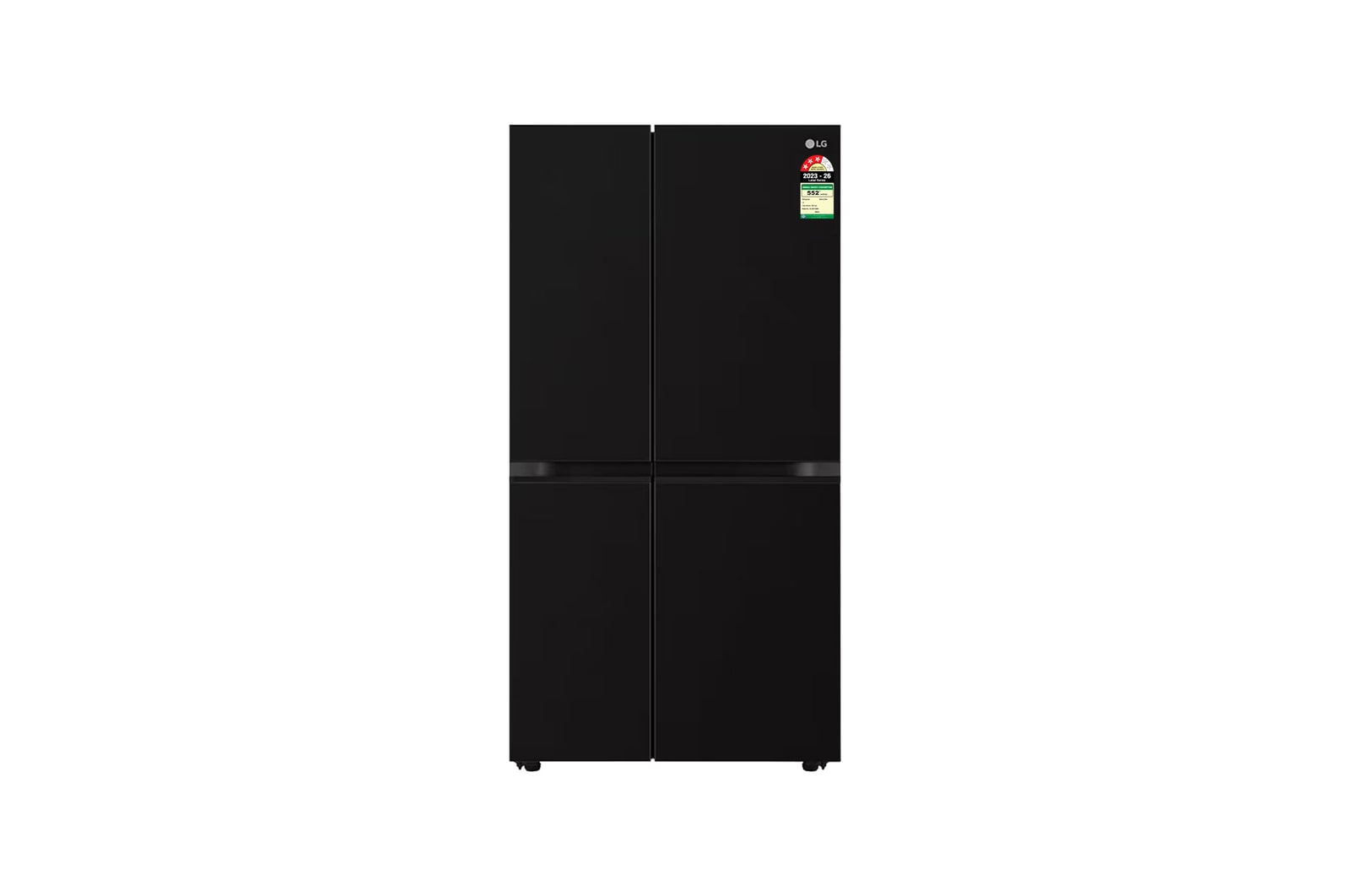 Front view of LG 650L Side-by-Side Refrigerator, Convertible, Multi-Air Flow Western Black, 3 Star GL-B257JWB3