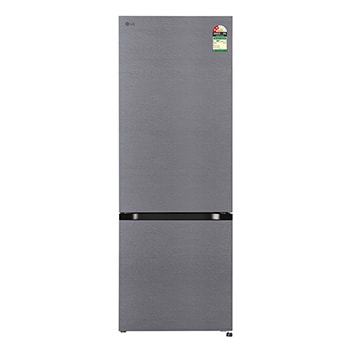 Front view of LG 340L Bottom Freezer Refrigerator, Wi-Fi Convertible, Door Cooling+™, Dazzle Steel , 2 Star GL-B382CDSY