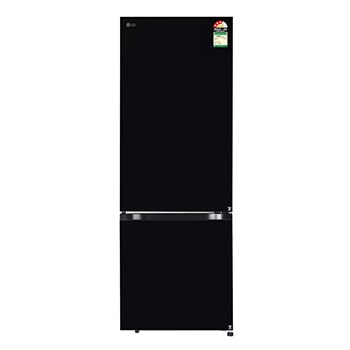 Front view of LG 340L Bottom Freezer Refrigerator, Door Cooling+, Wi-Fi Convertible, Metal Fresh, Black Mirror, 3 Star GL-B382EBMX