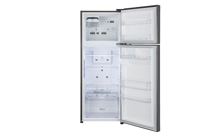 LG 291L Double Door Refrigerator, Smart Inverter Compressor, Base Stand Drawer, Shiny Steel Finish, 2 Star, GL-C322KPZY