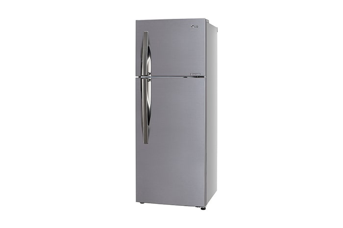 LG 291L Double Door Refrigerator, Smart Inverter Compressor, Base Stand Drawer, Shiny Steel Finish, 2 Star, GL-C322KPZY