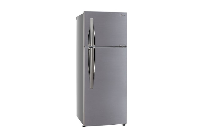 LG 291L Double Door Refrigerator, Smart Inverter Compressor, Base Stand Drawer, Shiny Steel Finish, 2 Star, GL-C322KPZY