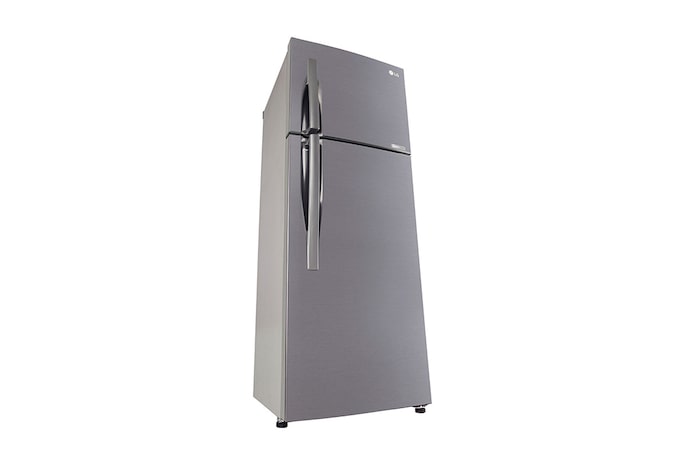 LG 291L Double Door Refrigerator, Smart Inverter Compressor, Base Stand Drawer, Shiny Steel Finish, 2 Star, GL-C322KPZY