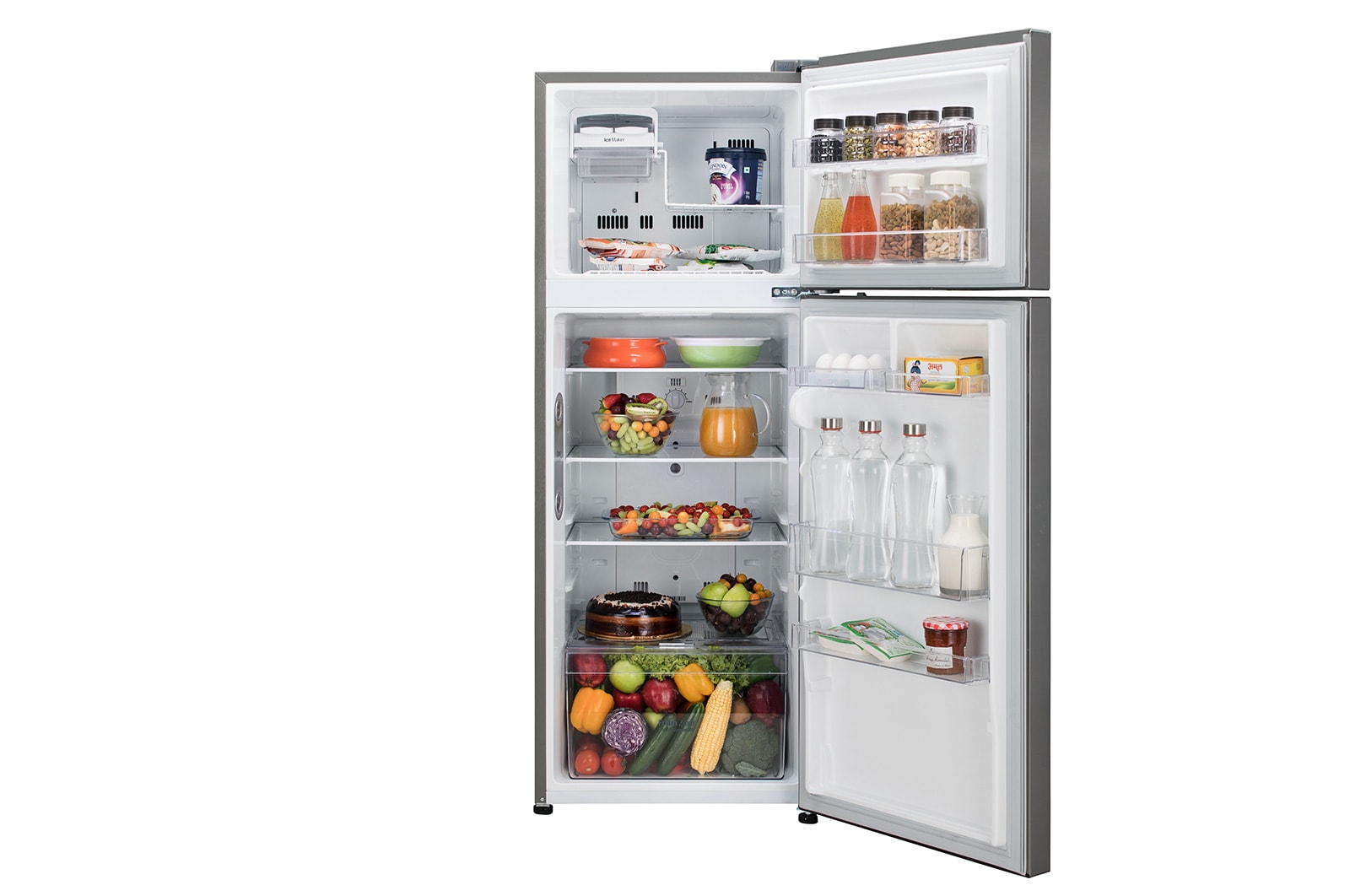 LG 291L, 2 Star, Smart Inverter Compressor, Door Cooling+™, Jet Ice , Smart Diagnosis™, Shiny Steel Finish, Frost-Free Double Door Refrigerator, GL-C322KPZY
