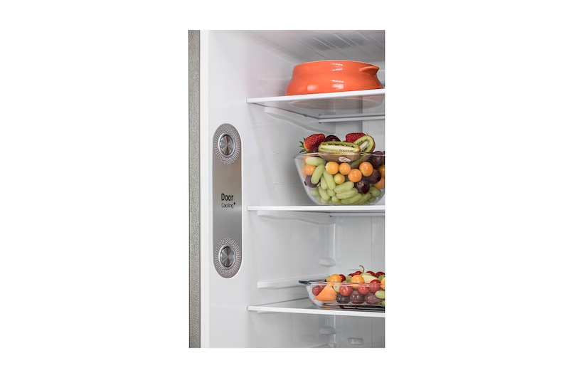LG 291L Double Door Refrigerator, Smart Inverter Compressor, Base Stand Drawer, Shiny Steel Finish, 2 Star, GL-C322KPZY