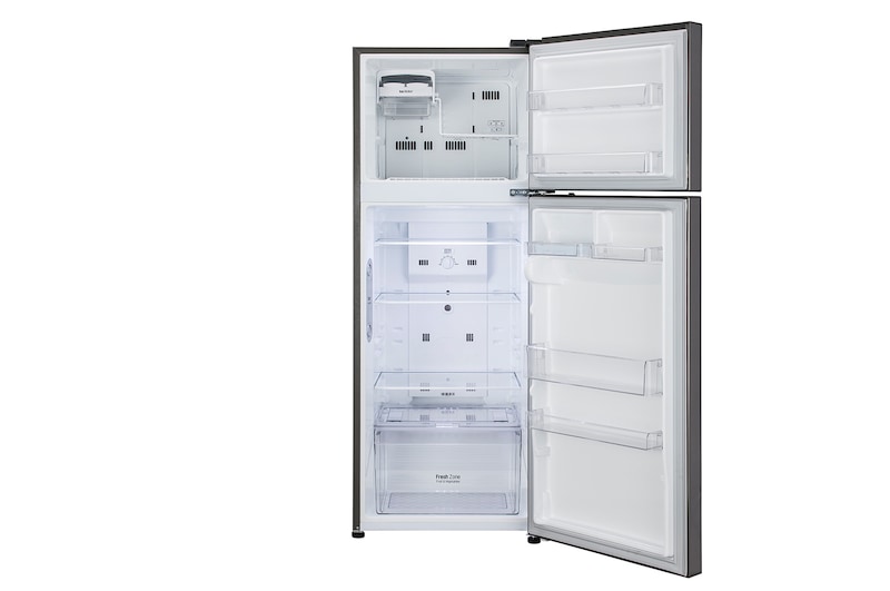 LG 291L Double Door Refrigerator, Smart Inverter Compressor, Base Stand Drawer, Shiny Steel Finish, 2 Star, GL-C322KPZY