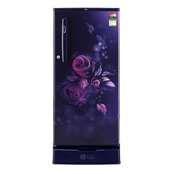 Front view of LG 185L Single Door Refrigerator With Base Stand Drawer, Anti-Bacterial Gasket, Blue Klase, 3 Star GL-D199OBKD