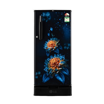 Front view of LG 185 L Single Door Refrigerator, Anti-Bacterial Gasket, Toughened Glass Shelves, Ebony Florance, 2 Star GL-D199OEFC