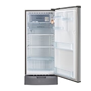 LG 185L, 4 Star, Smart Inverter Compressor, Smart Connect, With Base Stand Drawer, Shiny Steel Finish, Direct Cool Single Door Refrigerator, GL-D199OPZY