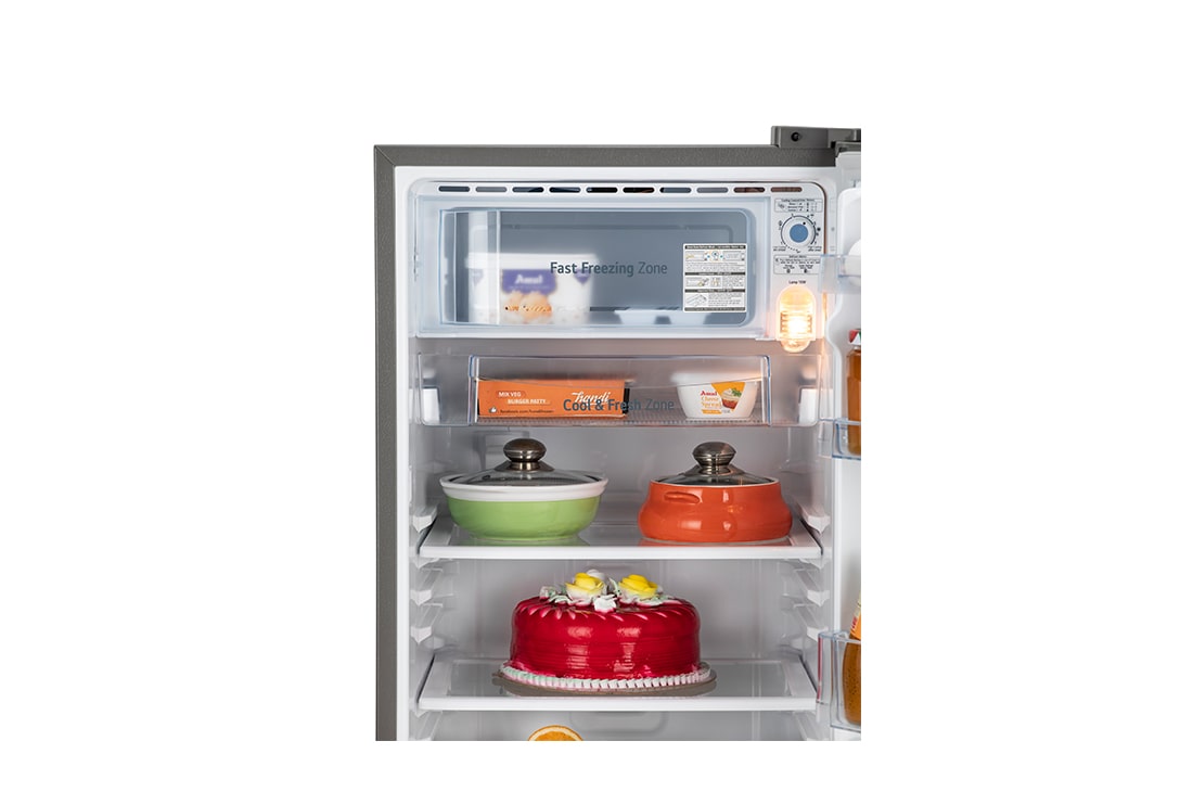 LG 185L, 4 Star, Smart Inverter Compressor, Smart Connect, With Base Stand Drawer, Shiny Steel Finish, Direct Cool Single Door Refrigerator, GL-D199OPZY