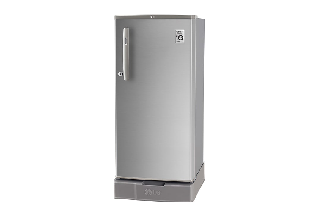 LG 185L, 4 Star, Smart Inverter Compressor, Smart Connect, With Base Stand Drawer, Shiny Steel Finish, Direct Cool Single Door Refrigerator, GL-D199OPZY