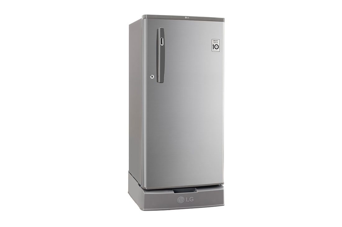 LG 185L, 4 Star, Smart Inverter Compressor, Smart Connect, With Base Stand Drawer, Shiny Steel Finish, Direct Cool Single Door Refrigerator, GL-D199OPZY