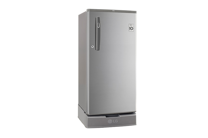 LG 185L Single Door Refrigerator, Smart Inverter Compressor, Smart Connect, Base Stand Drawer, Shiny Steel, 4 Star, GL-D199OPZY