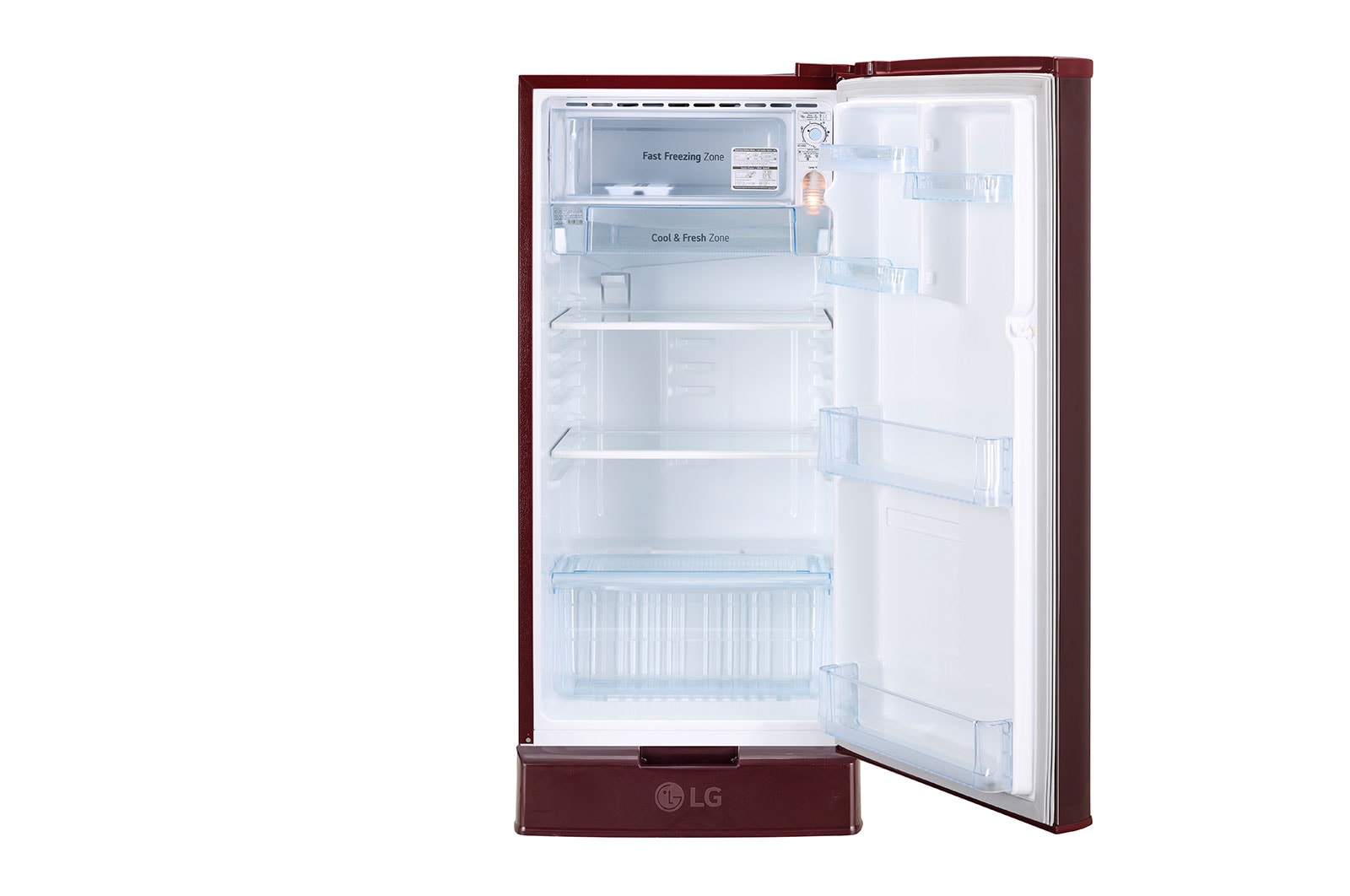 LG 185L, 4 Star, Smart Inverter Compressor, Smart Connect, With Base Stand Drawer, Scarlet Euphoria Finish, Direct Cool Single Door Refrigerator, GL-D199OSEY