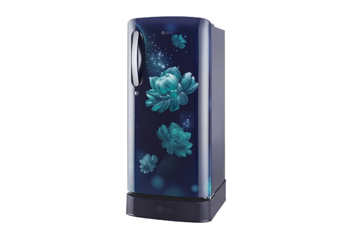 LG 185L Single Door Refrigerator with Base Stand Drawer, Smart Inverter Compressor, Smart Connect, Blue Charm, 4 Star, GL-D201ABCY, Door Open