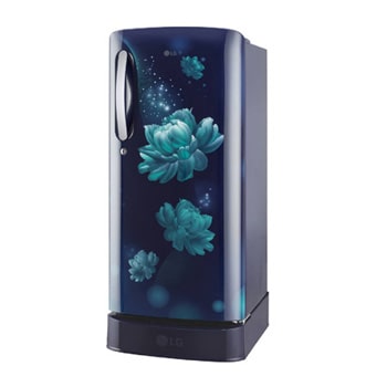 LG 185L Single Door Refrigerator with Base Stand Drawer, Smart Inverter Compressor, Smart Connect, Blue Charm, 4 Star, GL-D201ABCY, Door Open