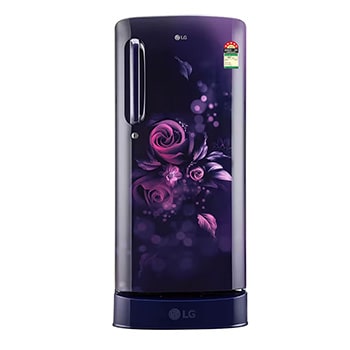 Front view of LG 185L Single Door Refrigerator, Smart Inverter Compressor, Base Stand Drawer, Blue Euphoria Finish, 5 Star GL-D201ABEU