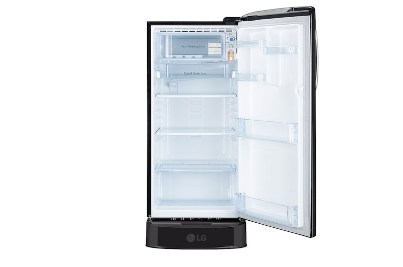 LG 185L, 3 Star, With Base Stand Drawer, Ebony Regal Finish, Direct Cool Single Door Refrigerator, GL-D201AELD