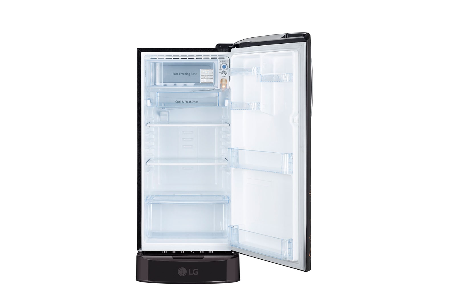 LG 185L, 3 Star, With Base Stand Drawer, Ebony Regal Finish, Direct Cool Single Door Refrigerator, GL-D201AERD