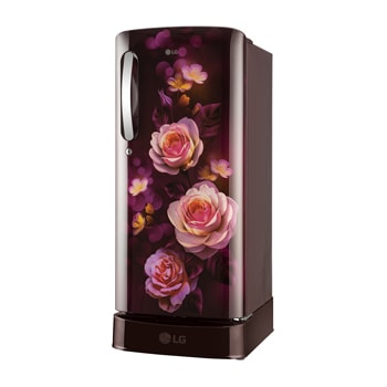 LG 185L Single Door Refrigerator with Base Stand Drawer, Smart Inverter Compressor, Smart Connect, Blue Charm, 5 Star, GL-D201ABCU, Door Open