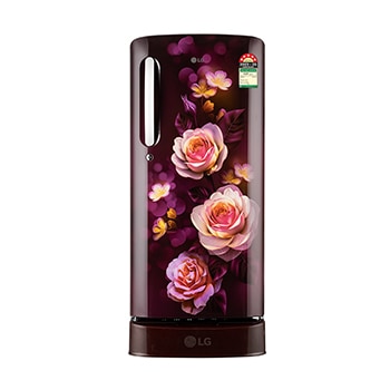 Front view of LG 185 L Single Door Refrigerator, Base Stand Drawer, Anti-Bacterial Gasket, Scarlet Bloom, 5 Star GL-D201ASBU