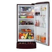 LG 185L Single Door Refrigerator with Base Stand Drawer, Smart Inverter Compressor, Smart Connect, Scarlet Charm, 5 Star, GL-D201ASCU