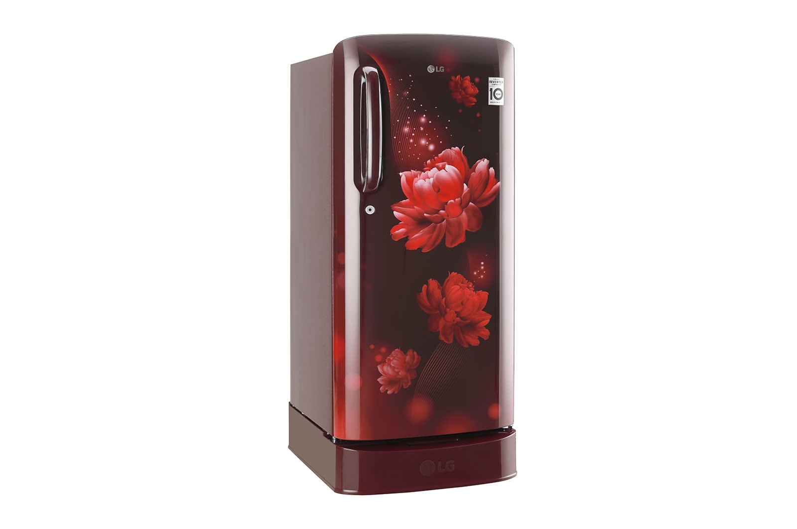 LG 185L Single Door Refrigerator with Base Stand Drawer, Smart Inverter Compressor, Smart Connect, Scarlet Charm, 5 Star, GL-D201ASCU