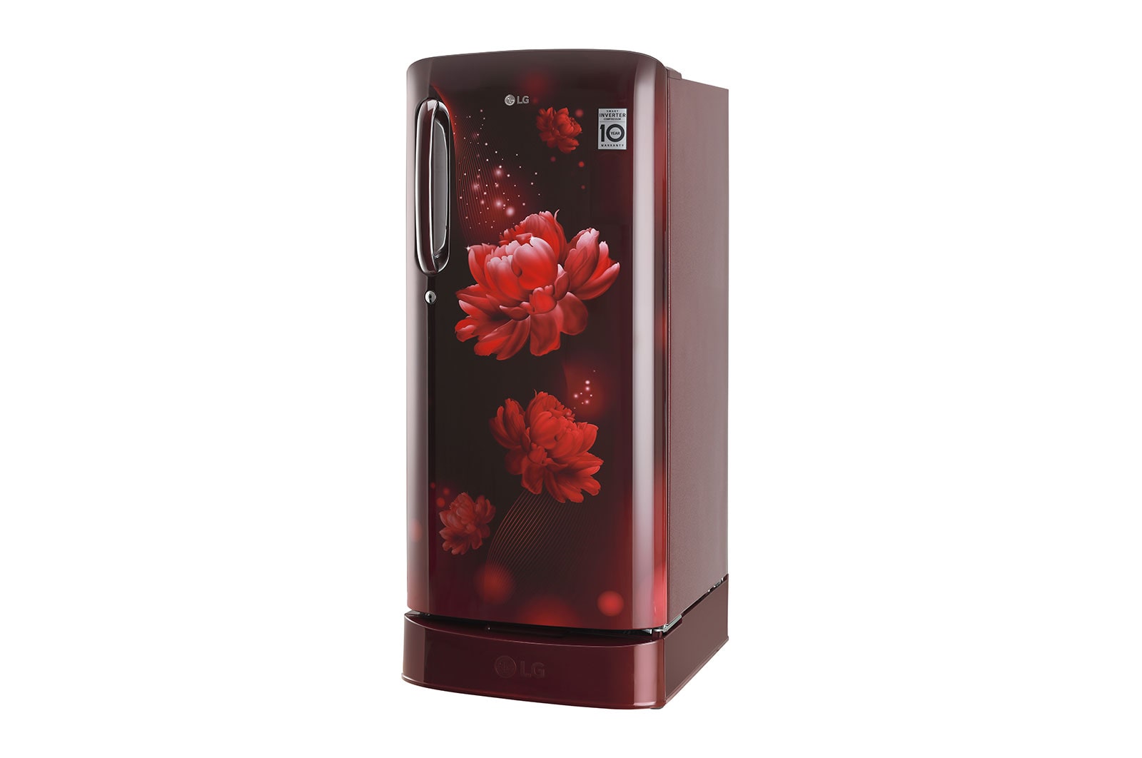 LG 185L Single Door Refrigerator with Base Stand Drawer, Smart Inverter Compressor, Smart Connect, Scarlet Charm, 5 Star, GL-D201ASCU