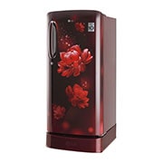 LG 185L Single Door Refrigerator with Base Stand Drawer, Smart Inverter Compressor, Smart Connect, Scarlet Charm, 5 Star, GL-D201ASCU