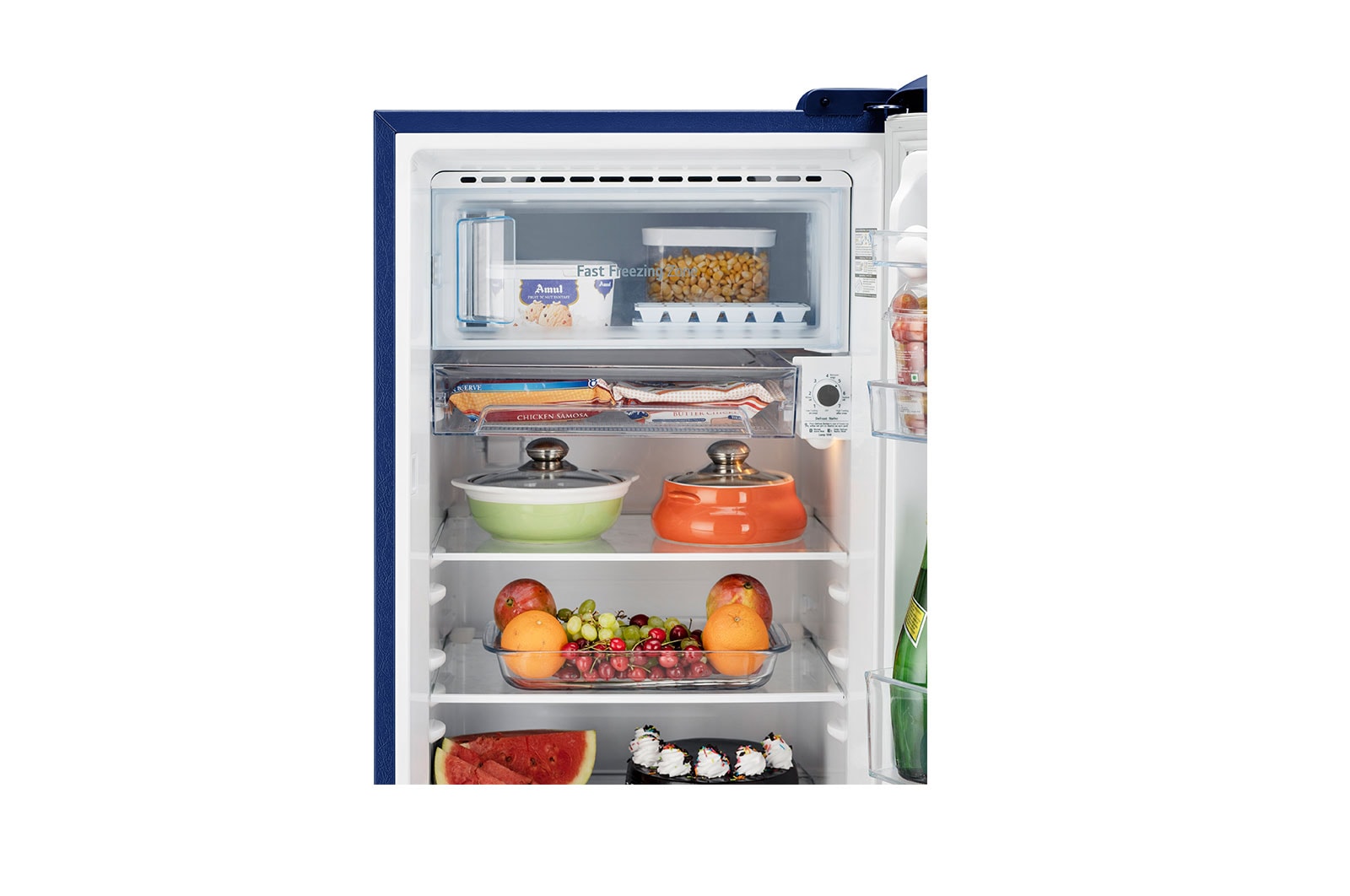 LG 201L, 5 Star, Smart Inverter Compressor, Smart Connect, With Base Stand Drawer, Blue Euphoria Finish, Direct Cool Single Door Refrigerator, GL-D211HBEZ