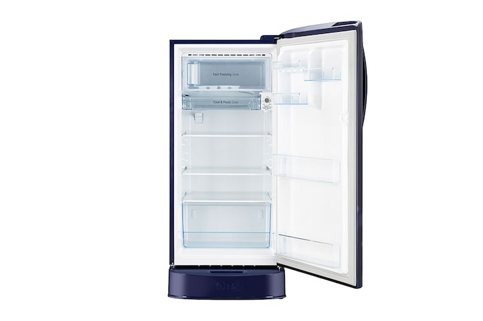 LG 201L Single Door Refrigerator, Smart Inverter Compressor, Base Stand Drawer, Blue Euphoria Finish, 5 Star, GL-D211HBEZ