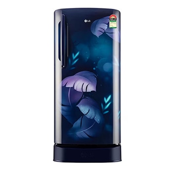 Front view of LG 201L Single Door Refrigerator, Base Stand Drawer, Smart Inverter Compressor, Blue Ilan, 5 Star GL-D211HBIZ