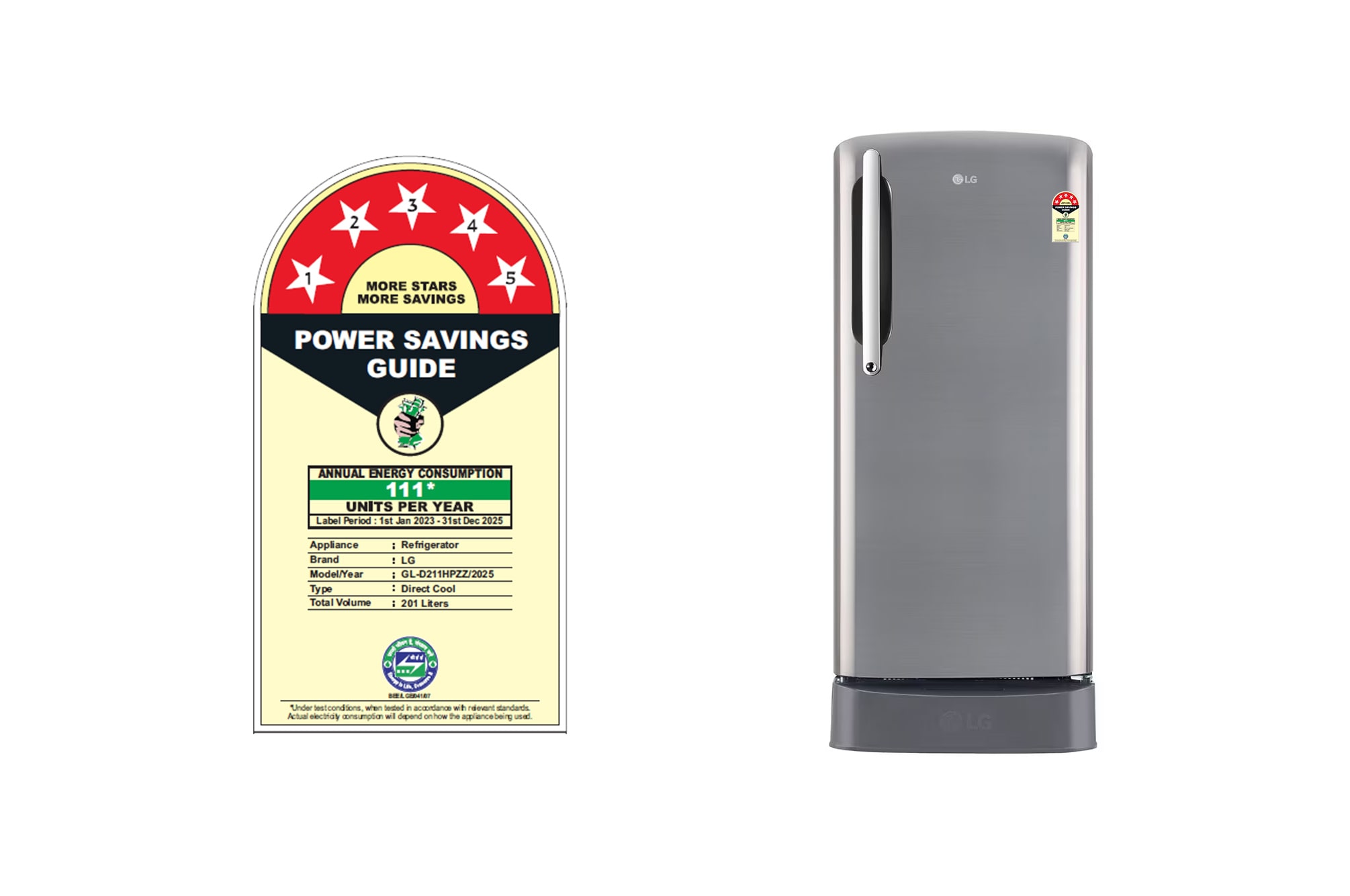 Buy 201L 5 Star 1 Door Refrigerator - GL-D211HPZZ | LG IN