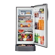 LG 201L, 5 Star, Smart Inverter Compressor, Smart Connect, With Base Stand Drawer, Shiny Steel Finish, Direct Cool Single Door Refrigerator, GL-D211HPZZ