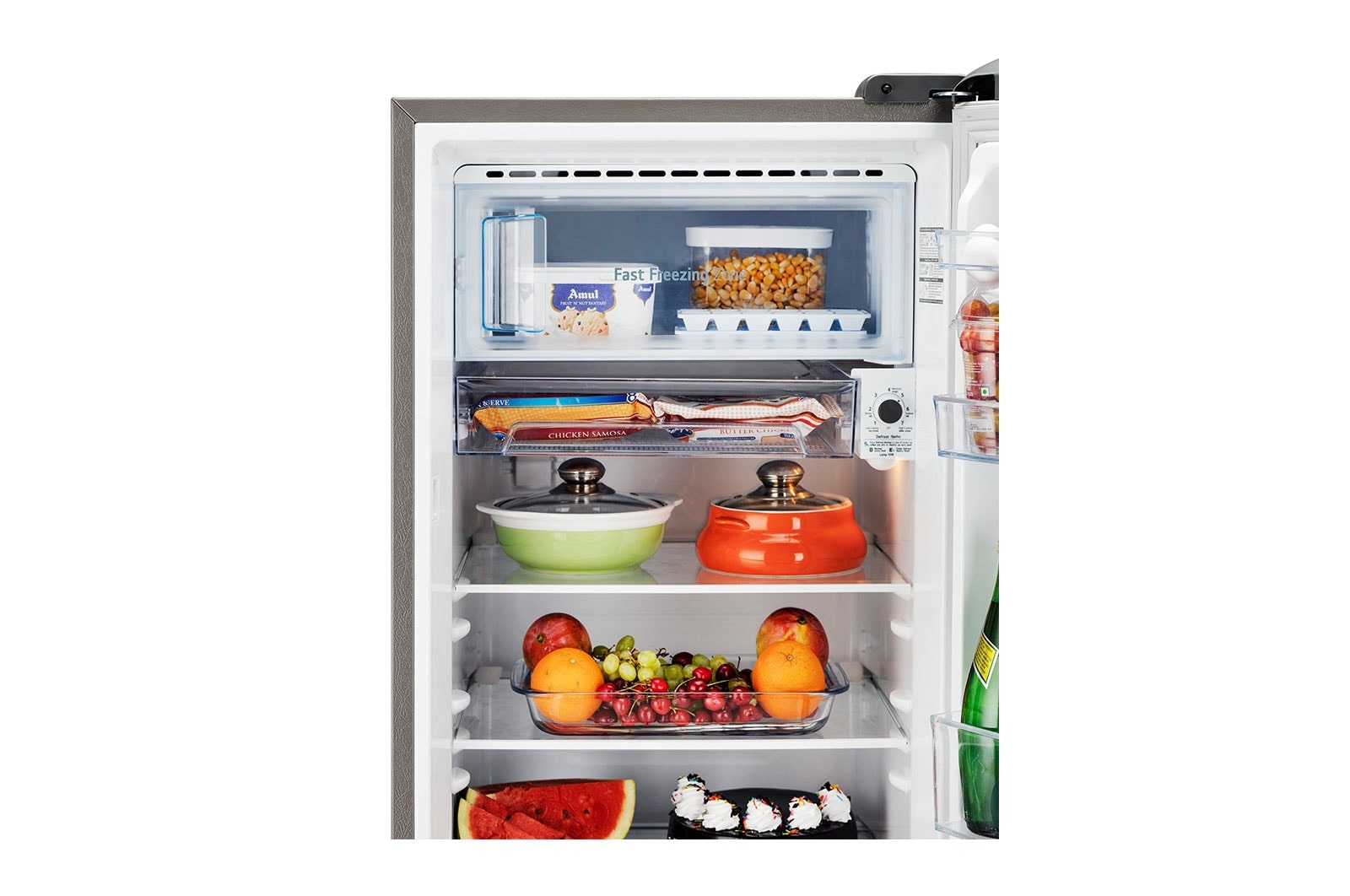 LG 201L, 5 Star, Smart Inverter Compressor, Smart Connect, With Base Stand Drawer, Shiny Steel Finish, Direct Cool Single Door Refrigerator, GL-D211HPZZ