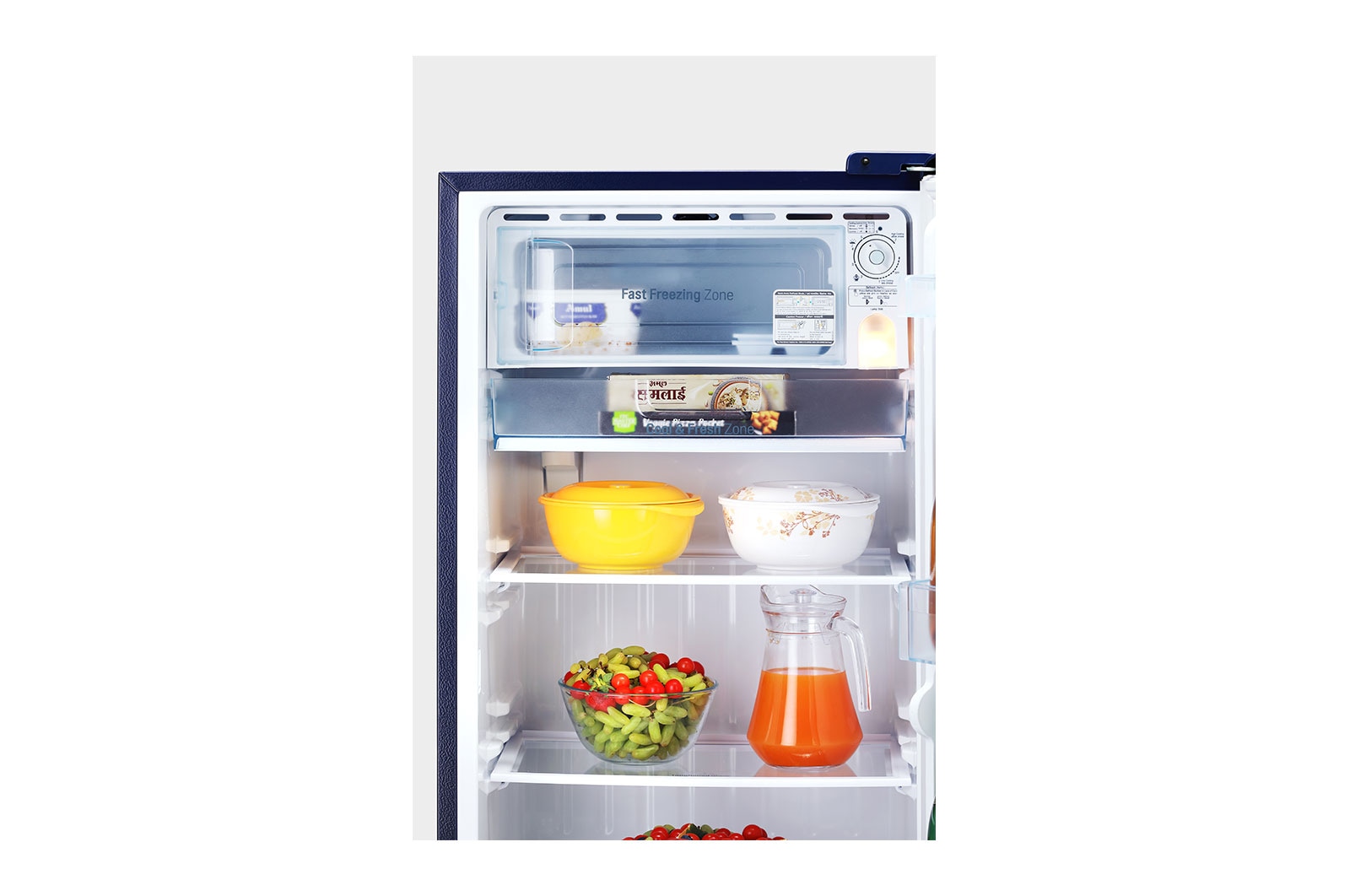 LG 205L, 5 Star, Smart Inverter Compressor, Smart Connect, With Base Stand Drawer, Blue Euphoria Finish, Direct Cool Single Door Refrigerator, GL-D221ABEZ
