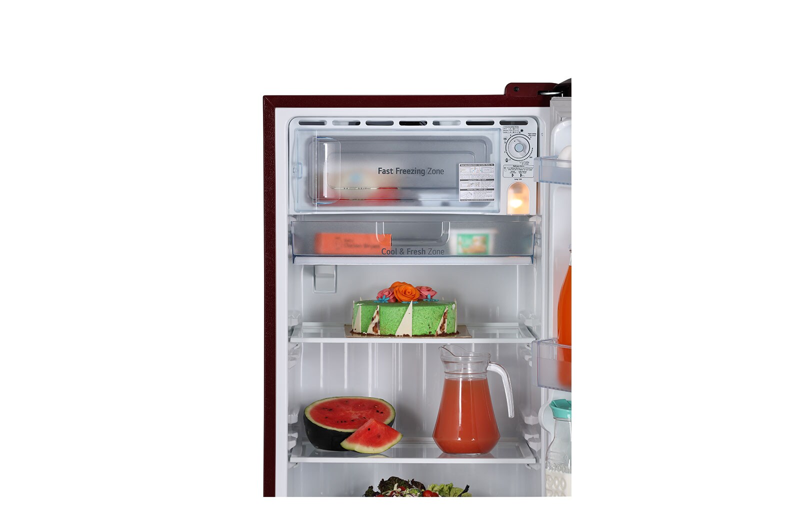 LG 205L,5 Star, Smart Inverter Compressor, Smart Connect, With Base Stand Drawer, Scarlet Charm Finish, Direct Cool Single Door Refrigerator, GL-D221ASCU