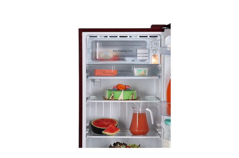 LG 205L,5 Star, Smart Inverter Compressor, Smart Connect, With Base Stand Drawer, Scarlet Charm Finish, Direct Cool Single Door Refrigerator, GL-D221ASCU