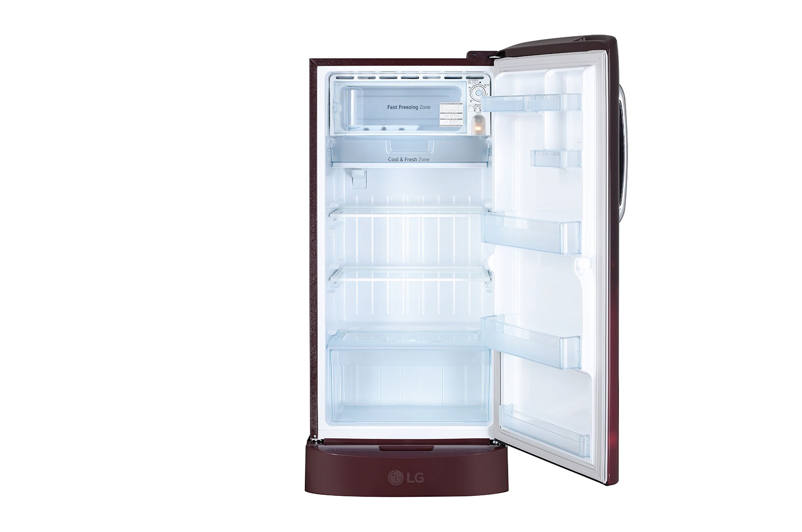 LG 205L,5 Star, Smart Inverter Compressor, Smart Connect, With Base Stand Drawer, Scarlet Charm Finish, Direct Cool Single Door Refrigerator, GL-D221ASCU