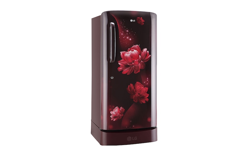 LG 205L,5 Star, Smart Inverter Compressor, Smart Connect, With Base Stand Drawer, Scarlet Charm Finish, Direct Cool Single Door Refrigerator, GL-D221ASCU