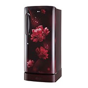LG 205L,5 Star, Smart Inverter Compressor, Smart Connect, With Base Stand Drawer, Scarlet Charm Finish, Direct Cool Single Door Refrigerator, GL-D221ASCU