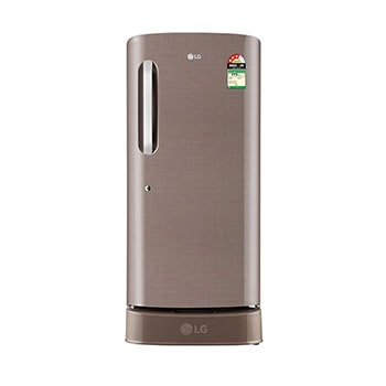 Front view of LG 210 L Single Door Refrigerator with Base Stand Drawer, MOIST ‘N' FRESH, Fawn Steel, 3 Star GL-D231AFSD